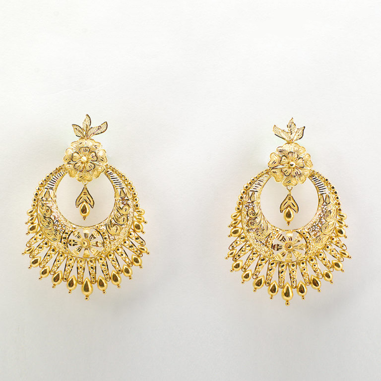 Classy Green & Red Stone Studded Gold Earrings - PC Chandra Jewellers
