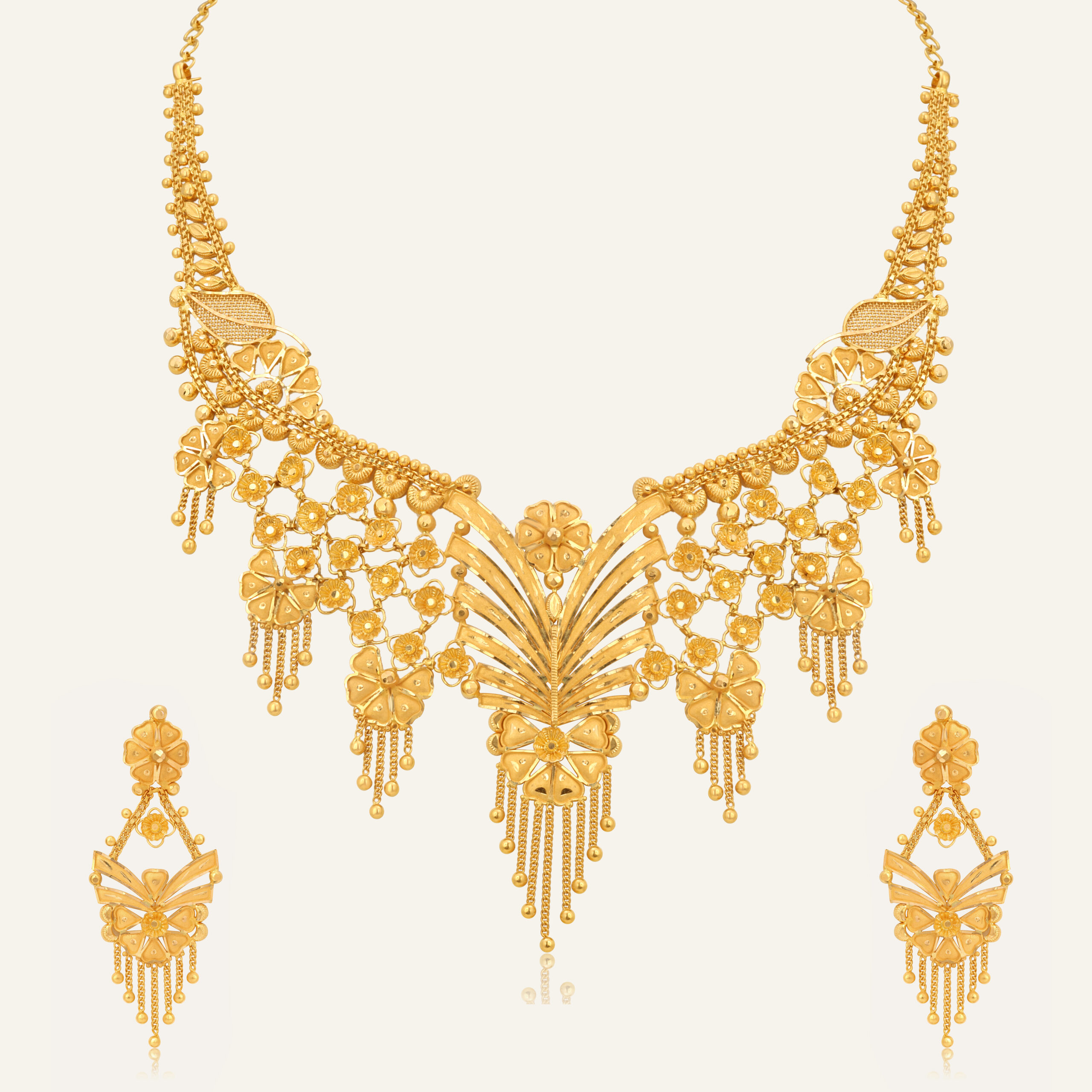 Azari Butterfly Gold Necklace Set